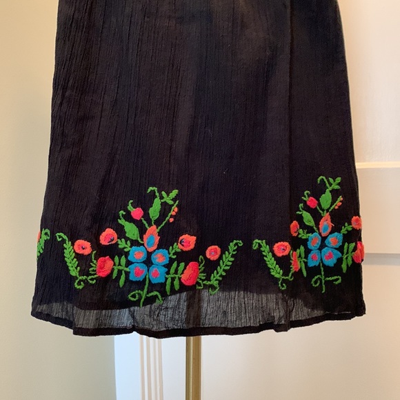 Vintage Y2K Buffalo Black Floral Embroidered Empire Babydoll Dress Size Large - Picture 7 of 10